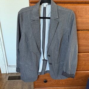 Croft & Barrow Gray Blazer with Polka Dot Lining